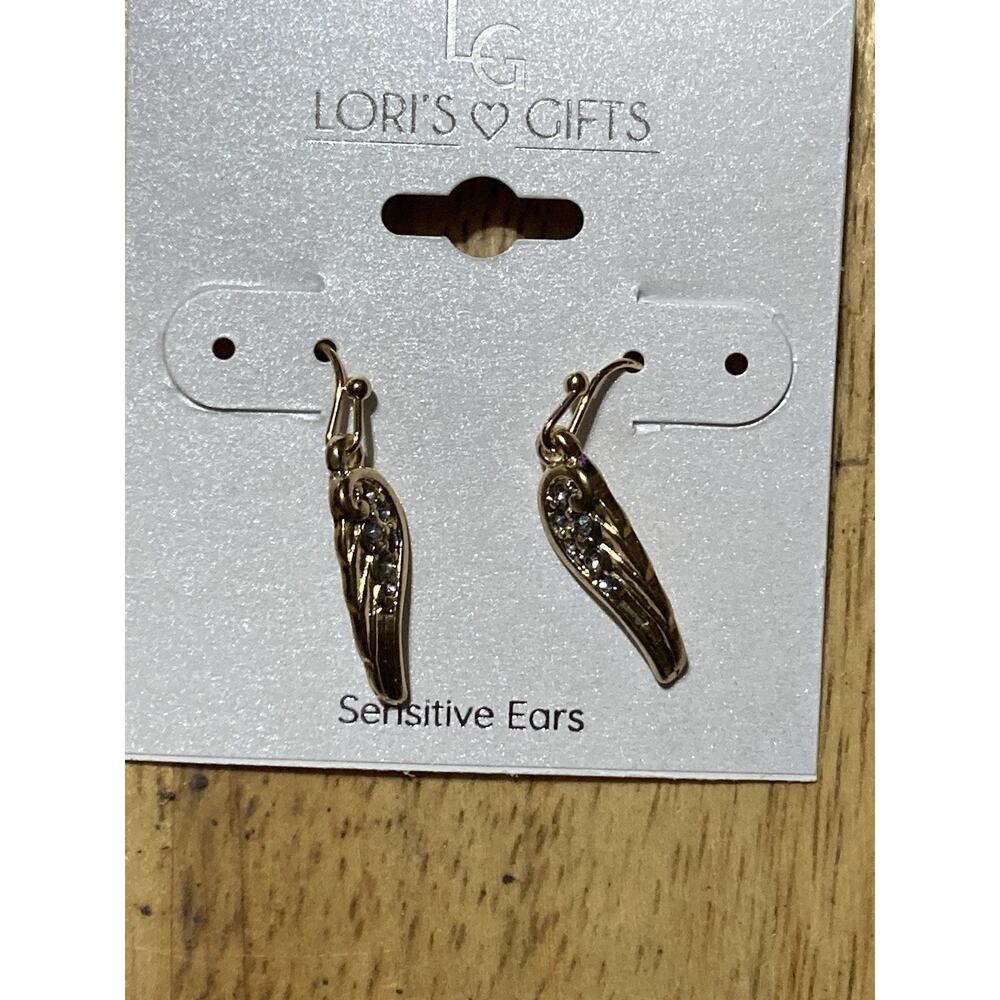 Angel Wings Earrings Gold Plated ~ Religious Angelic Spiritual‎ Faith Jewelry